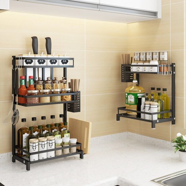 Multi-Layer Black Stainless Seasoning Rack